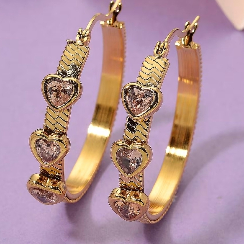 Ever True Heart-Accented Hoop Earrings